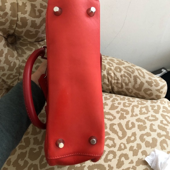 Red leather Coach mini handbag - Picture 6 of 7